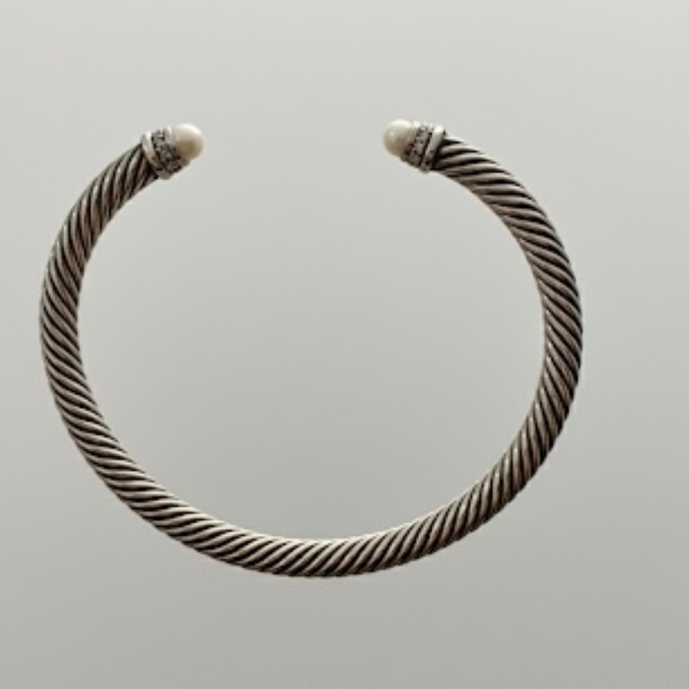 DAVID YURMAN - CLASSIC CABLE BRACELET Sterling Silver with Pearls and Diamonds - Picture 5 of 7